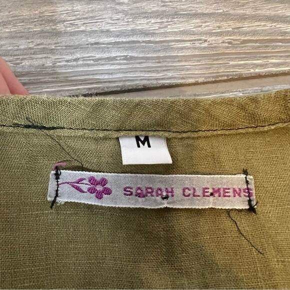 Sarah Clemens green brown abstract tunic sz M - Picture 6 of 6